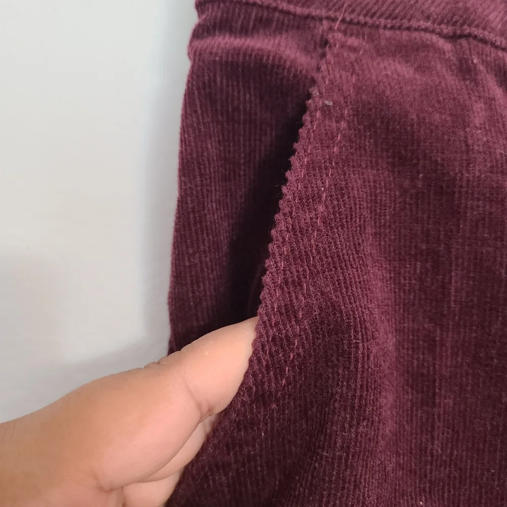 Maurices Brown with Dark Purple Hue A-line Corduroy Skirt with Pockets & Buttons